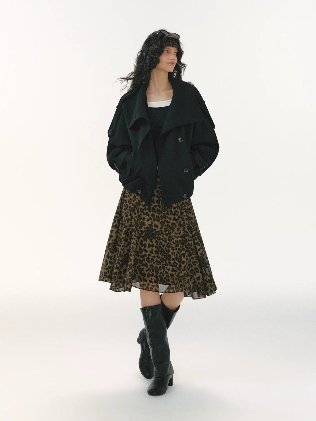 Leopard Print Flowy Midi Skirt
