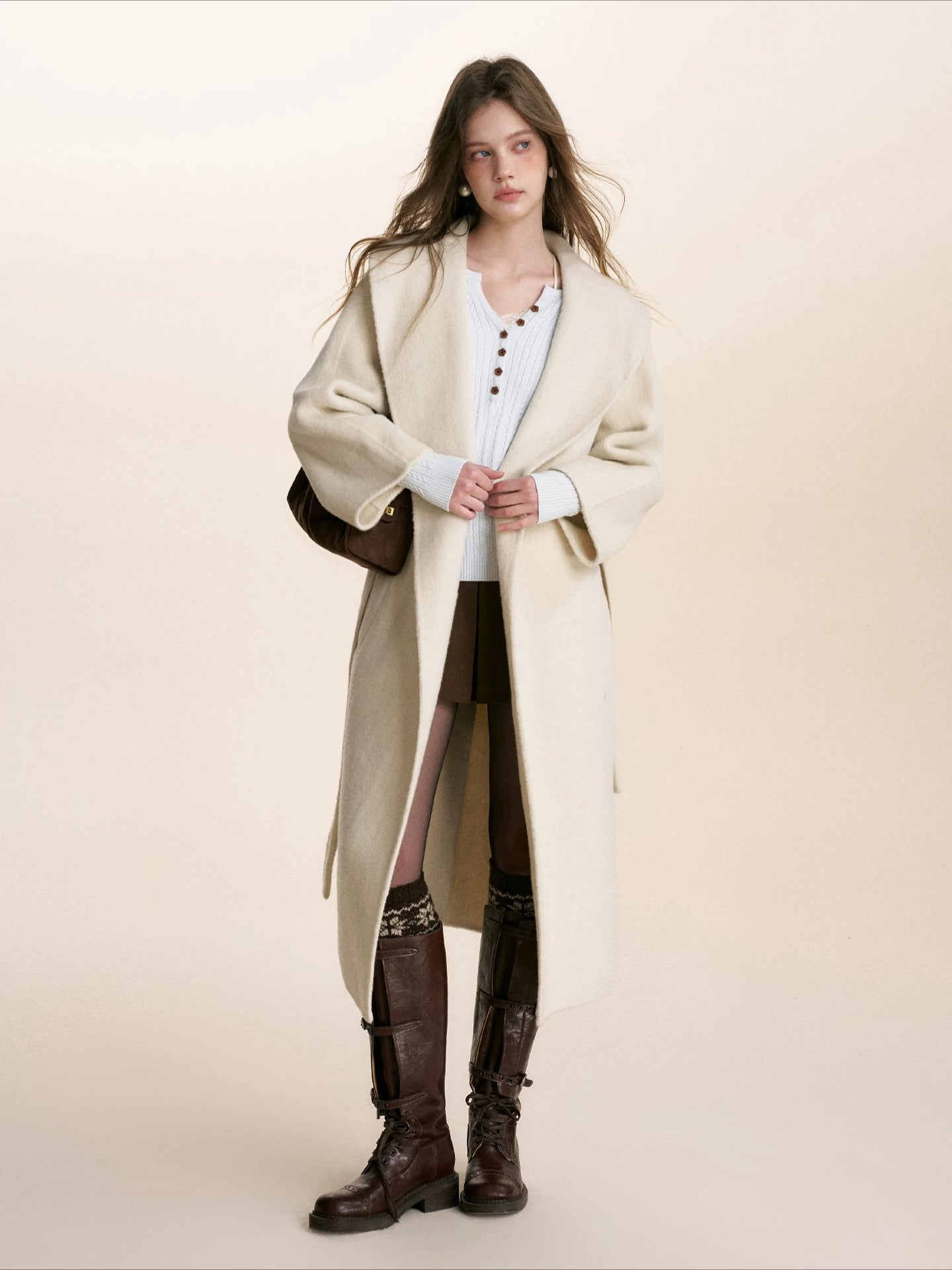 Almond Wool Blend Coat