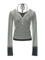 Layered Hooded Contrast Top