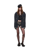 Vintage Plaid Oversized Wool Blazer