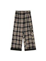 Contrast Plaid Wide-Leg Pants