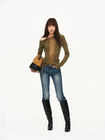 Two-Tone Openwork Merino Wool Sweater
