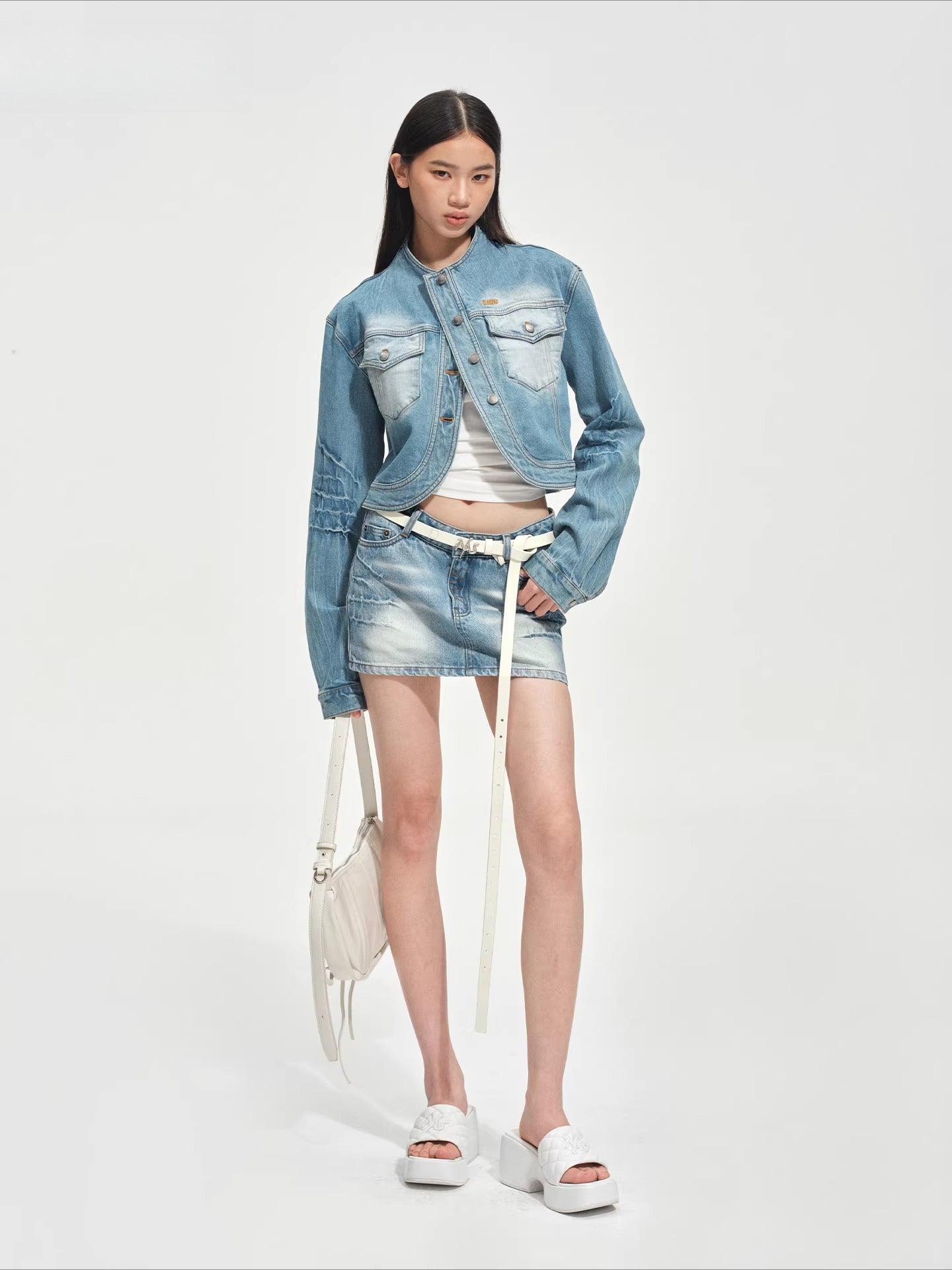 Mineral Blue Equestrian Denim Mini Skirt