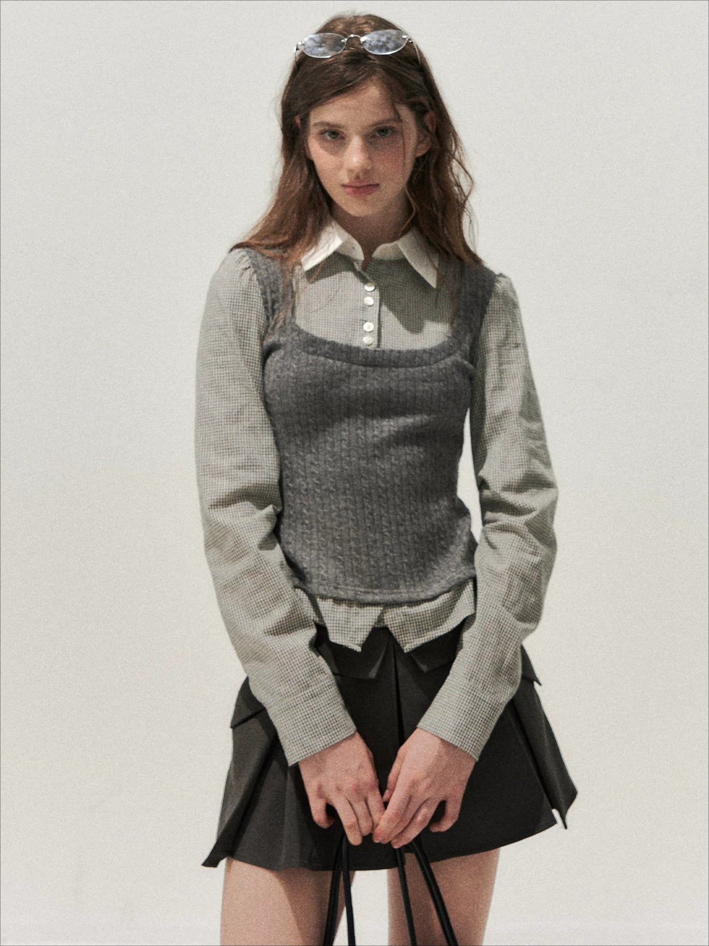 Cable Knit Vest Shirt