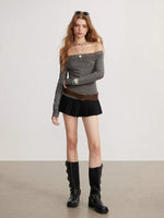 Pleated Mock-Layer Skirt