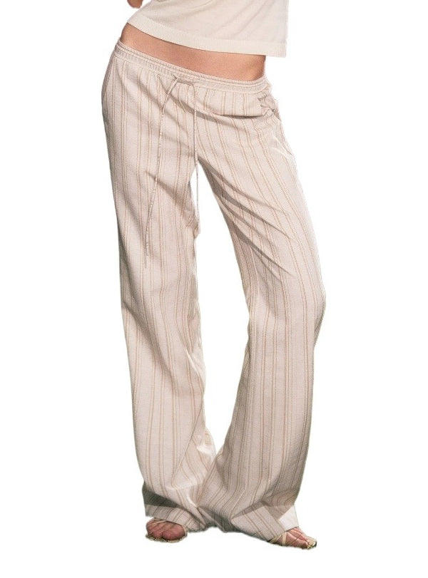 Striped Jacquard Elastic-Waist Pants