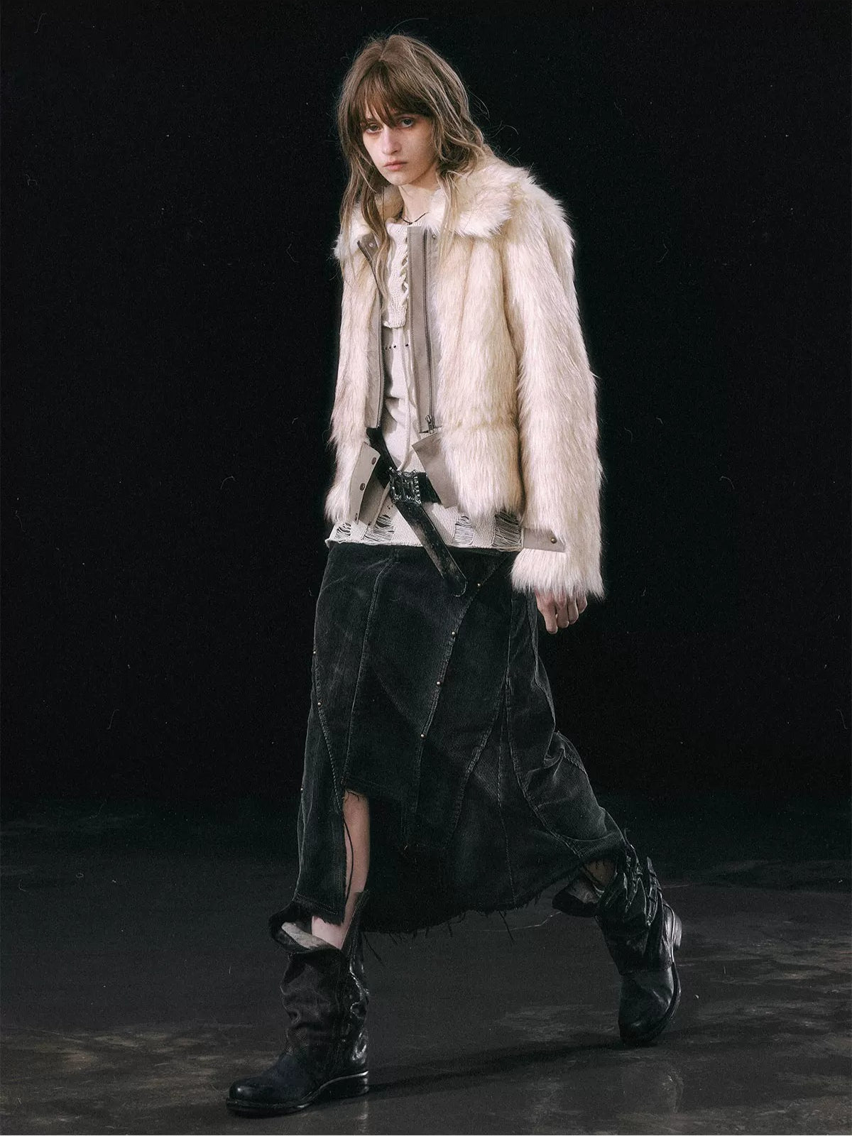 Detachable Hem Faux Fur Jacket