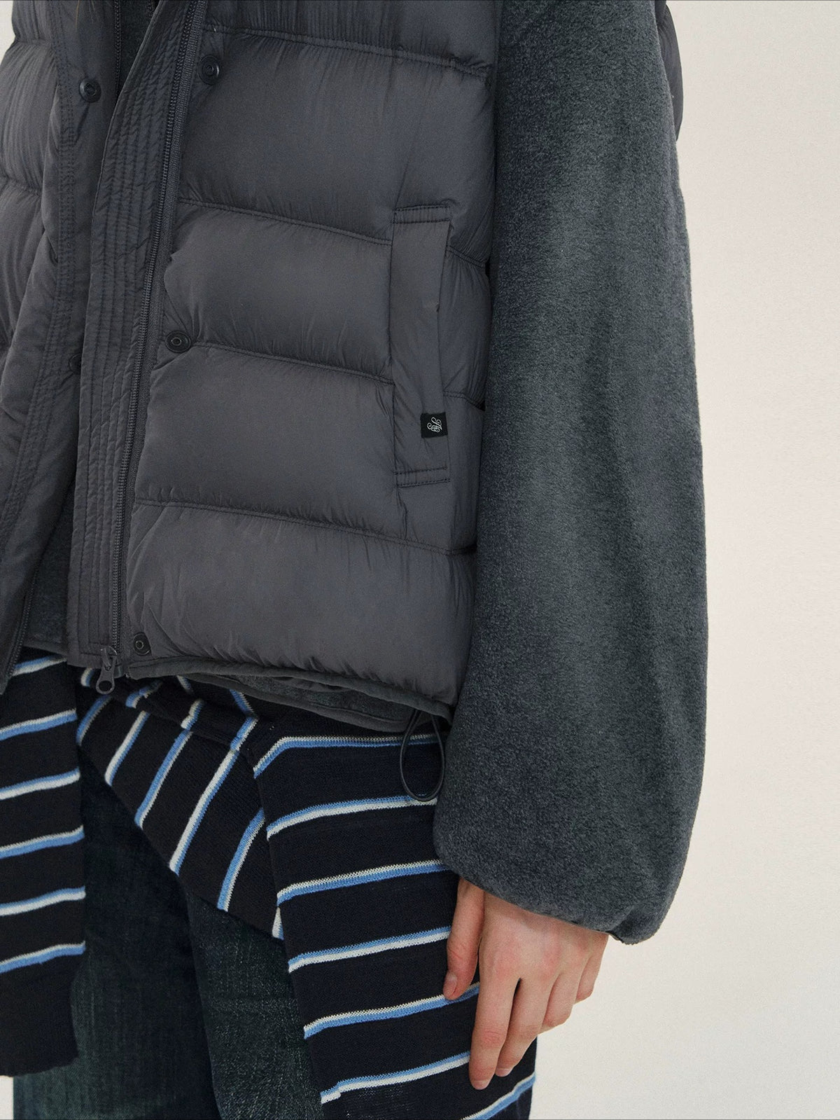 Hooded Fleece Down Vest Two-Piece Set