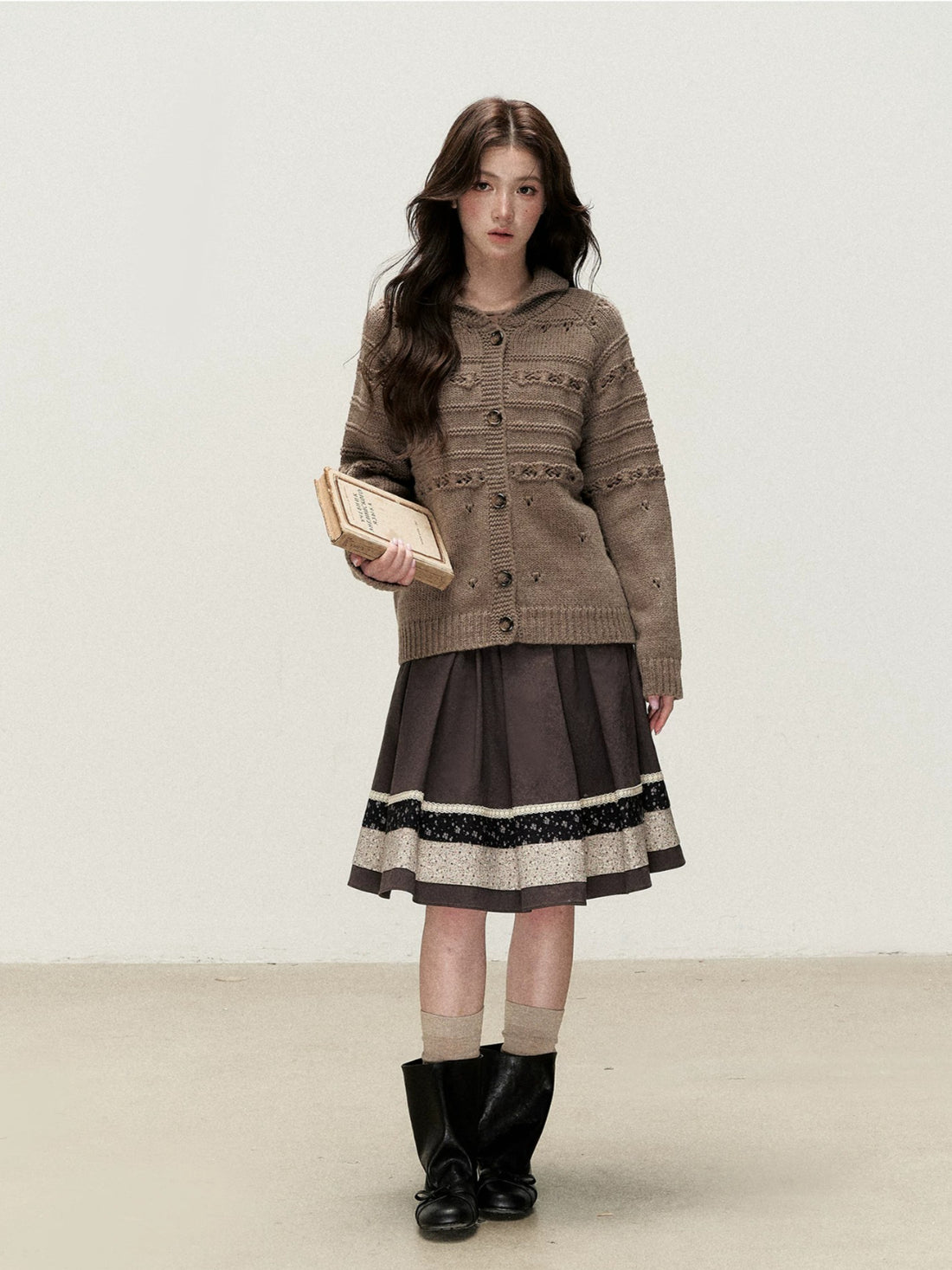 Vintage Shawl Collar Wool-Blend Knit Cardigan