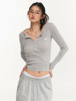 Ribbed Knit Logo Crewneck Top