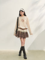 High-Waist Lace Tie Puff Skirt
