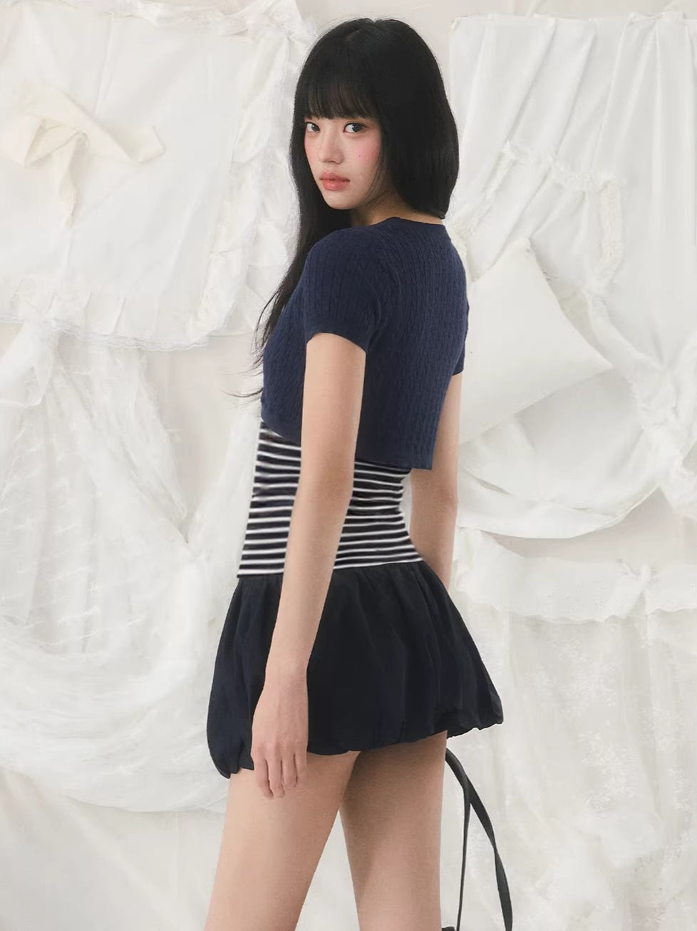 Color-Blocked Knit Two-Piece Top