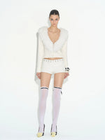 Ruched Low-Rise Leather Shorts