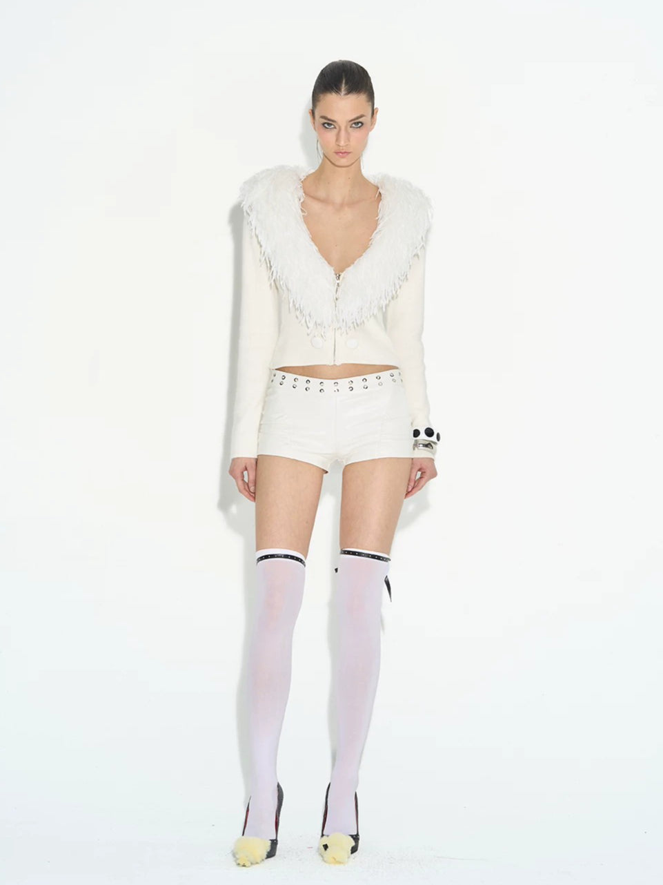 Ruched Low-Rise Leather Shorts
