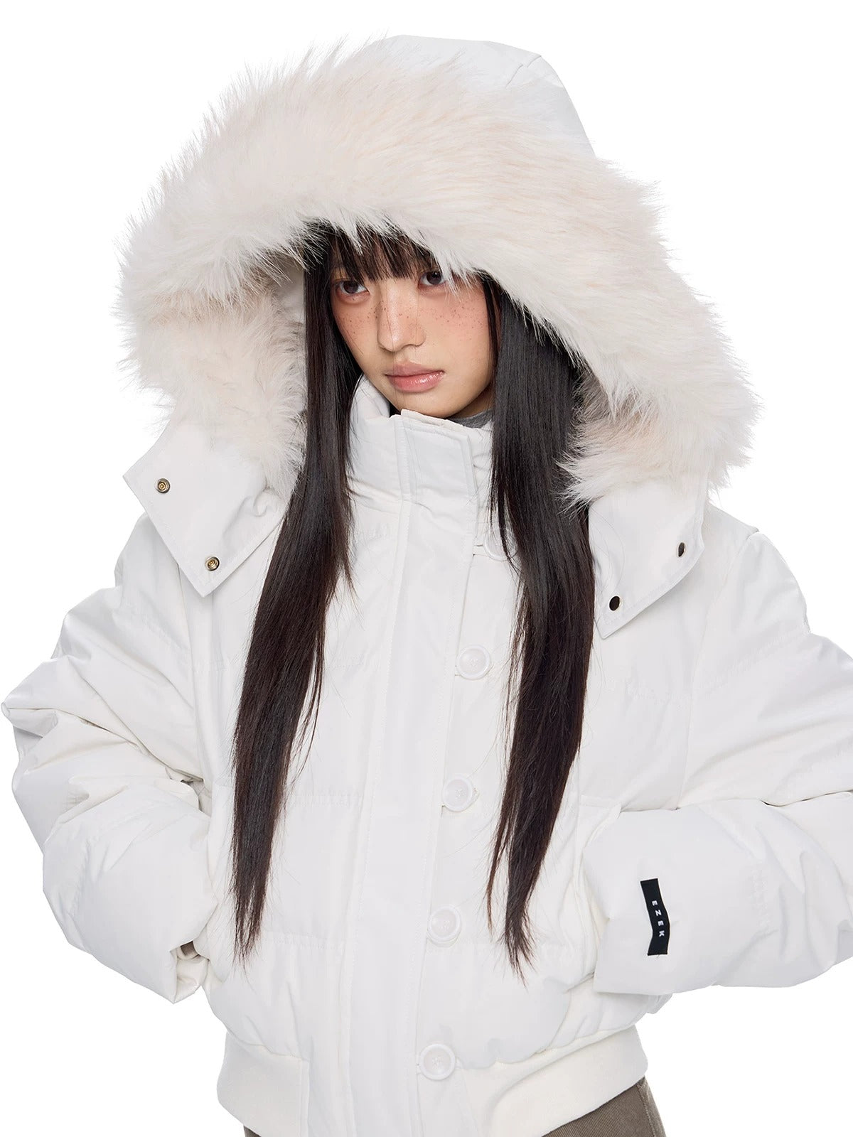 Fur Collar Hooded Cropped Down