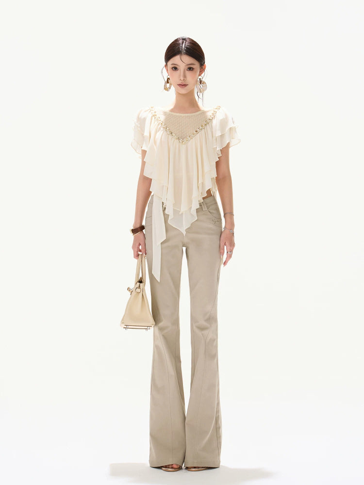 Beaded Chiffon Cape Top