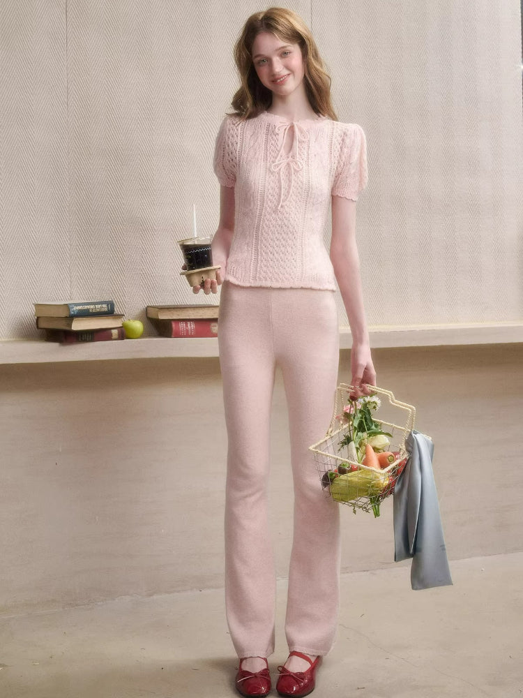 Mohair Wool Openwork Knit Sweater