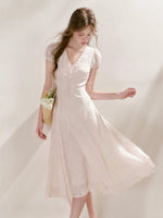 Pink Embroidered Lace Dress