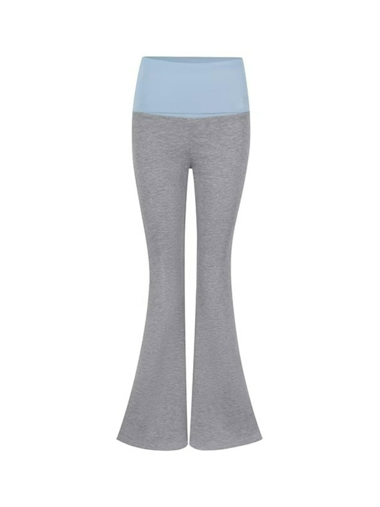 Color-Block Faux-Layered Low-Rise Flared Yoga Pants