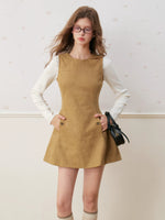 Suede A-Line Mini Dress