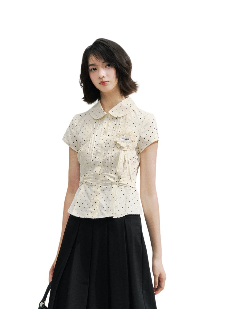 Waist Cinching Bow-Designed Shirt