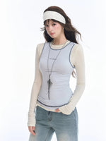 Modal Contrast Layered Long Sleeve Top