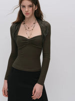 Lace Panel Square Neck Top