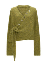 Vintage Textured Cross Tie Knit Sweater