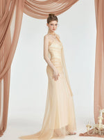 Black & Apricot Tulle Ruffled Slim-fit Strapless Dress