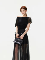 Sheer Tulle Maxi Skirt