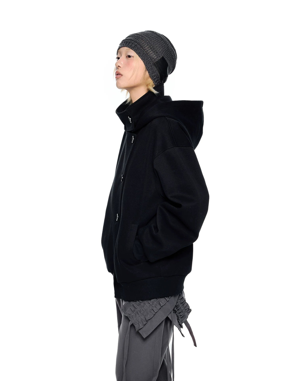 Academy Button Cropped Hoodie