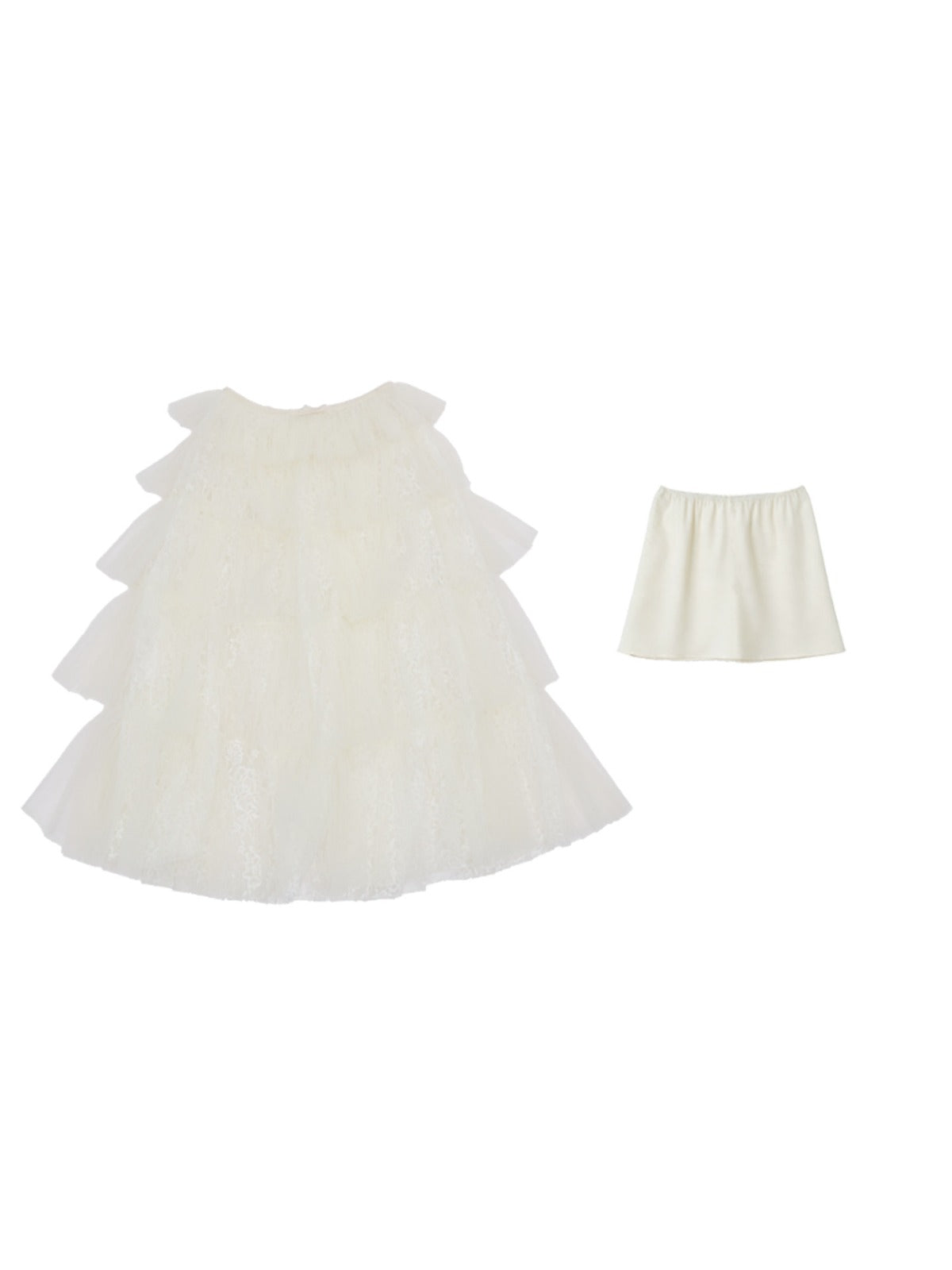 Tiered Lace Slit Midi Skirt