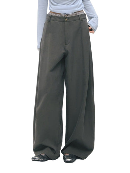 Double Waistband Pleated Wide Leg Pants