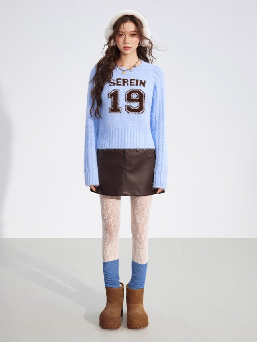 Colorblock Cable Knit Wool Sweater