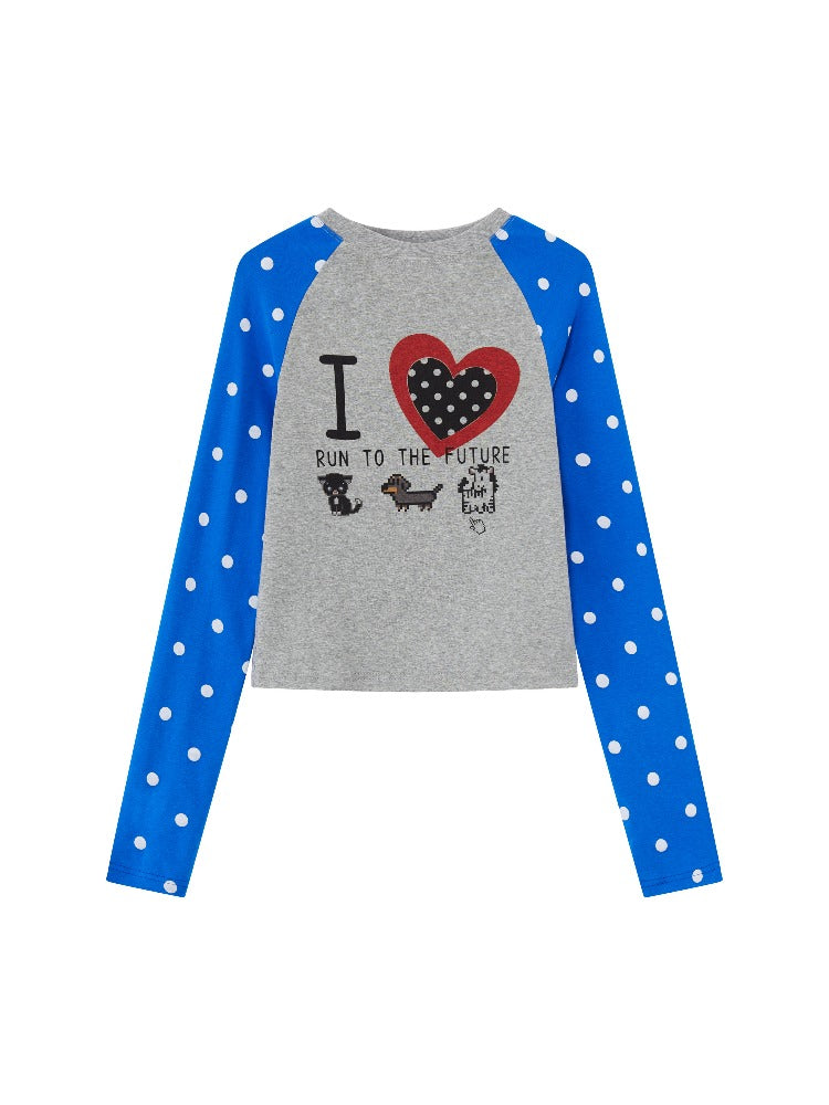 Polka Dot Raglan Long Sleeve Tee