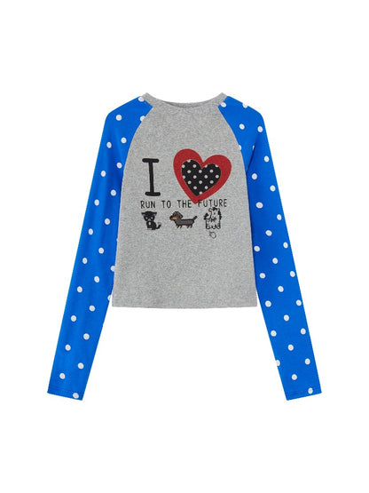Polka Dot Raglan Long Sleeve Tee