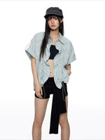Stripe Drawstring Shirt