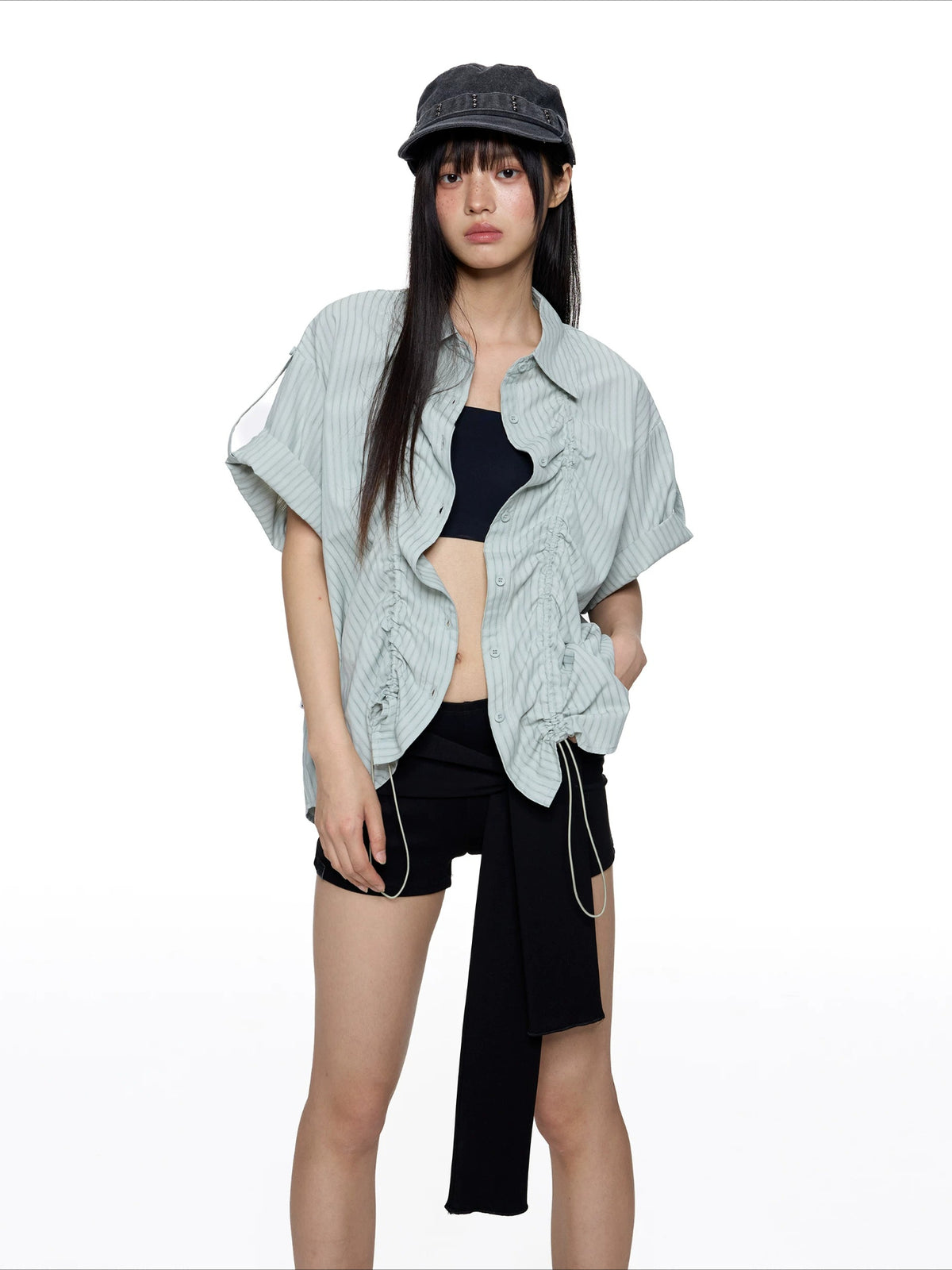 Stripe Drawstring Shirt
