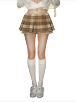 Kkaki Wool-Blend Plaid Pleated Skirt