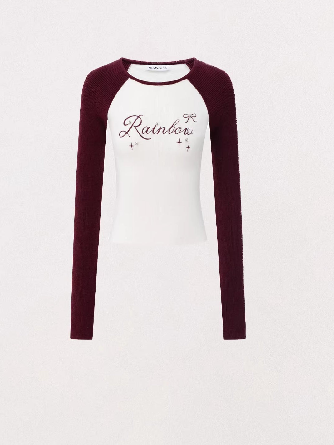 Color-blocked Sleeve Embroidered Top