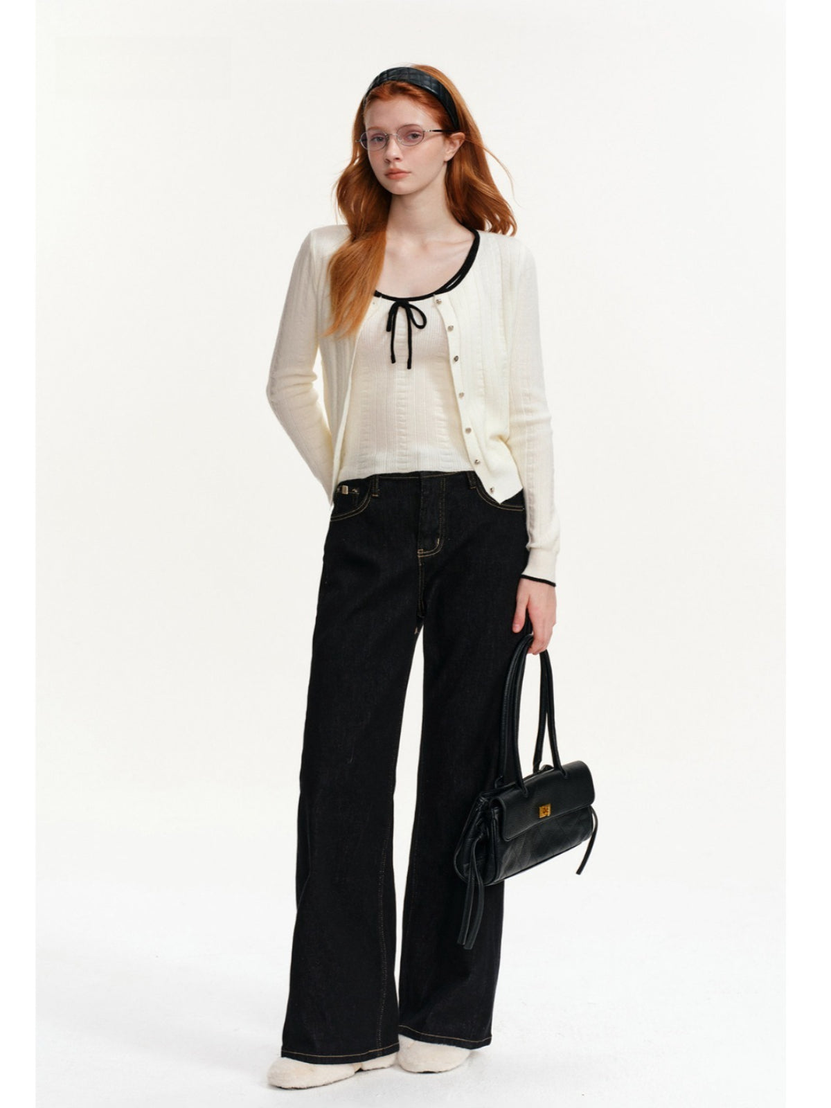 Vintage Plaid Lined Straight Jeans