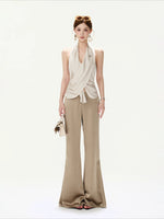 Draped Satin Flared Pants