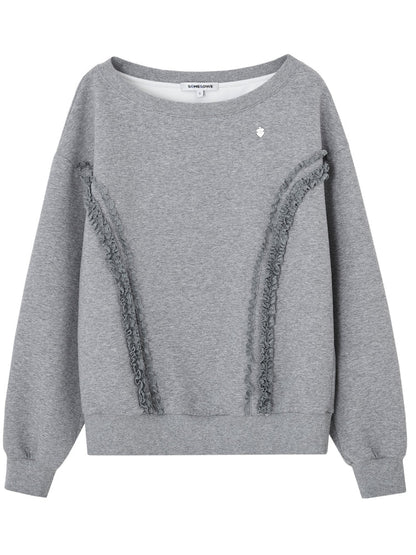 Lace Trim Off-Shoulder Sweatshirt