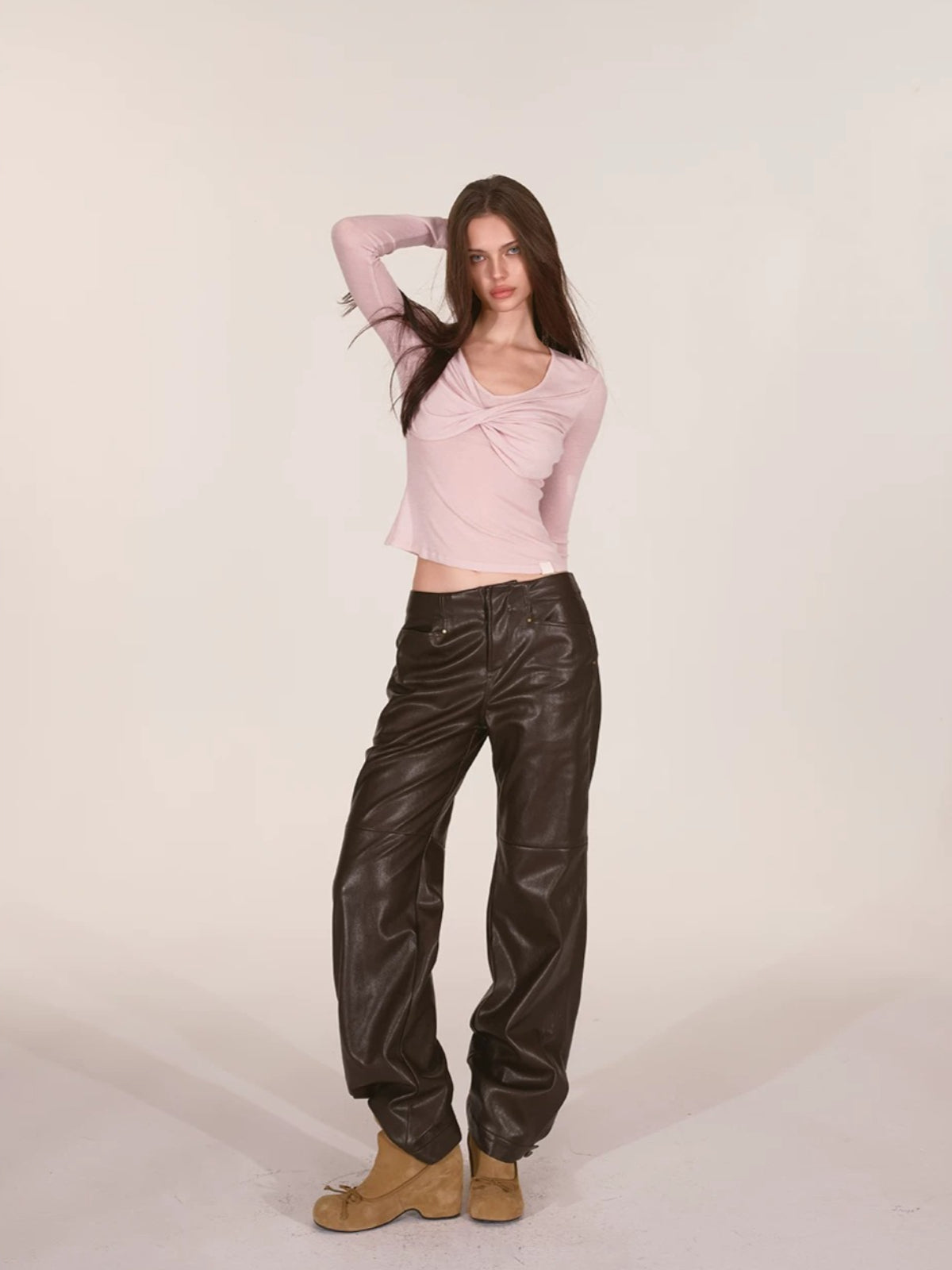 Twist Front Wool Blend Top