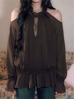 Halter Ruffle Chiffon Blouse