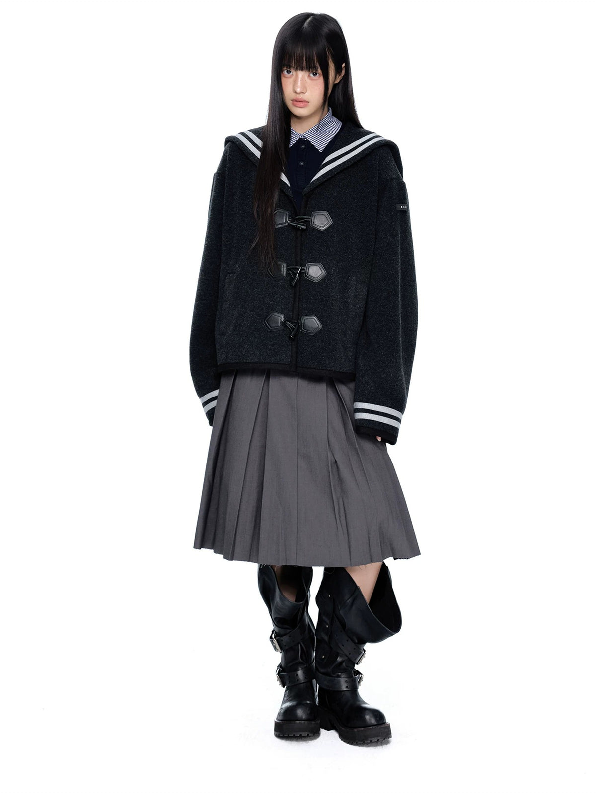 Navy Collar Toggle Jacket