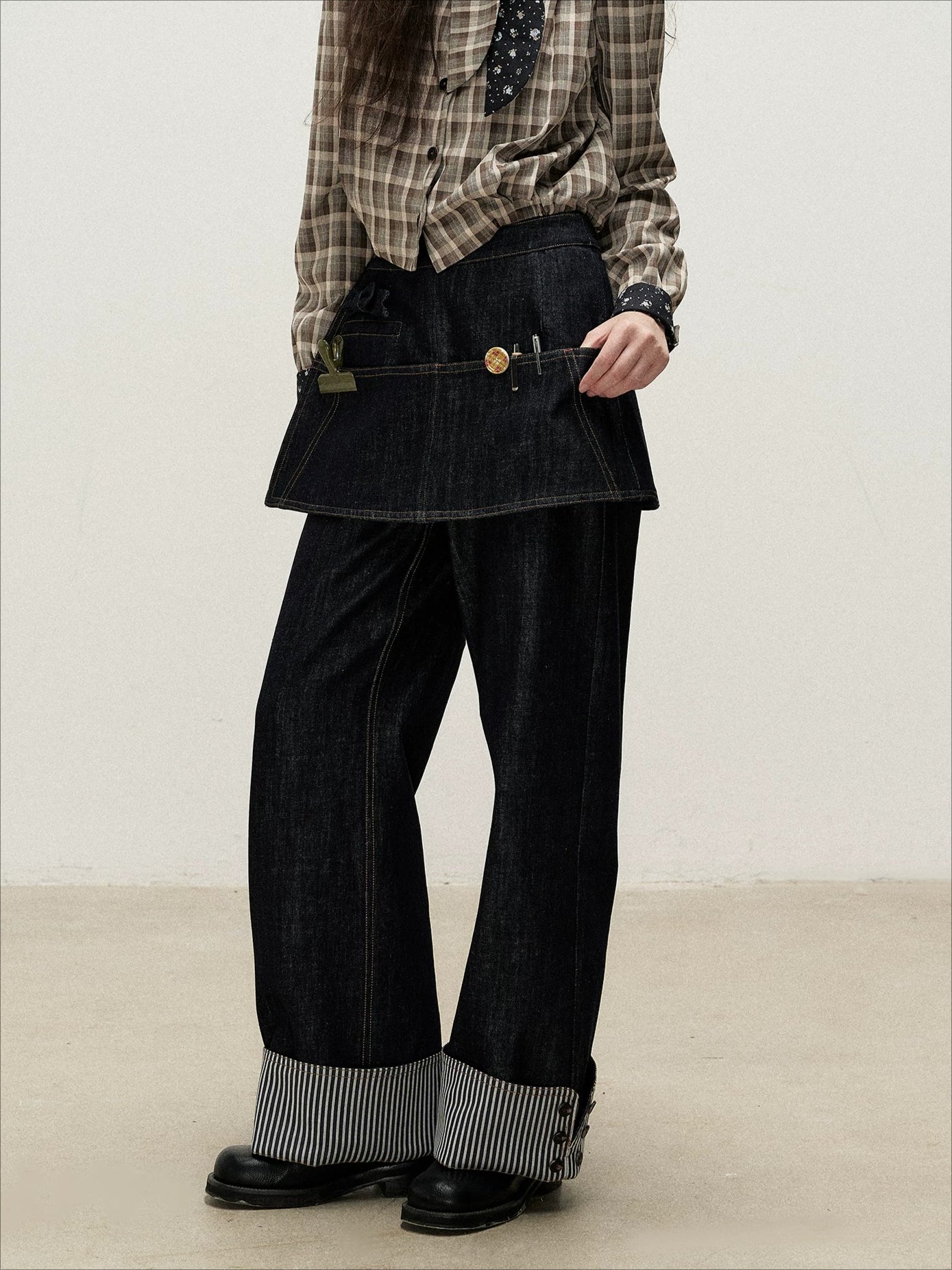 Detachable Apron Cuff Jeans