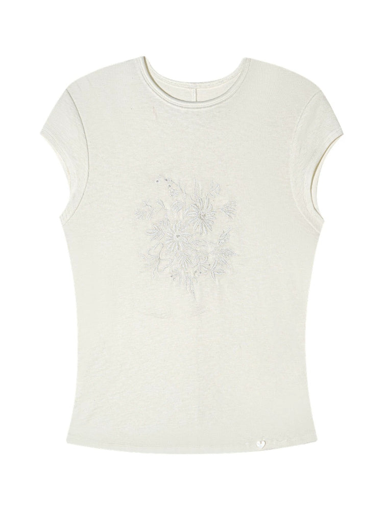 Floral Embroidered Fitted T-shirt