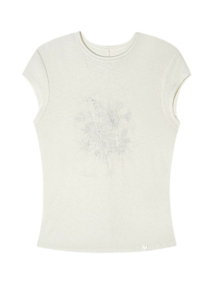Floral Embroidered Fitted T-shirt