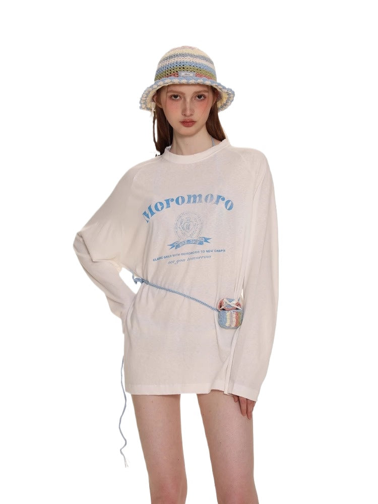Raglan Sleeve Letter Print Long Sleeve